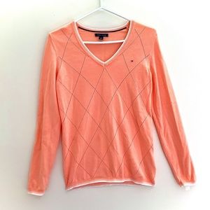 Tommy Hilfiger V-Neck Peach Fine Knit Sweater
